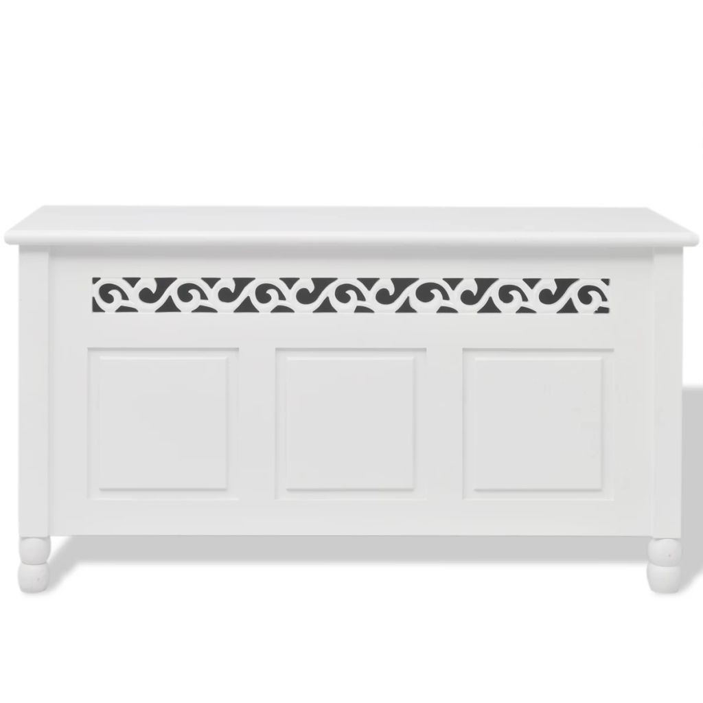 Storage Bench Baroque Style MDF White